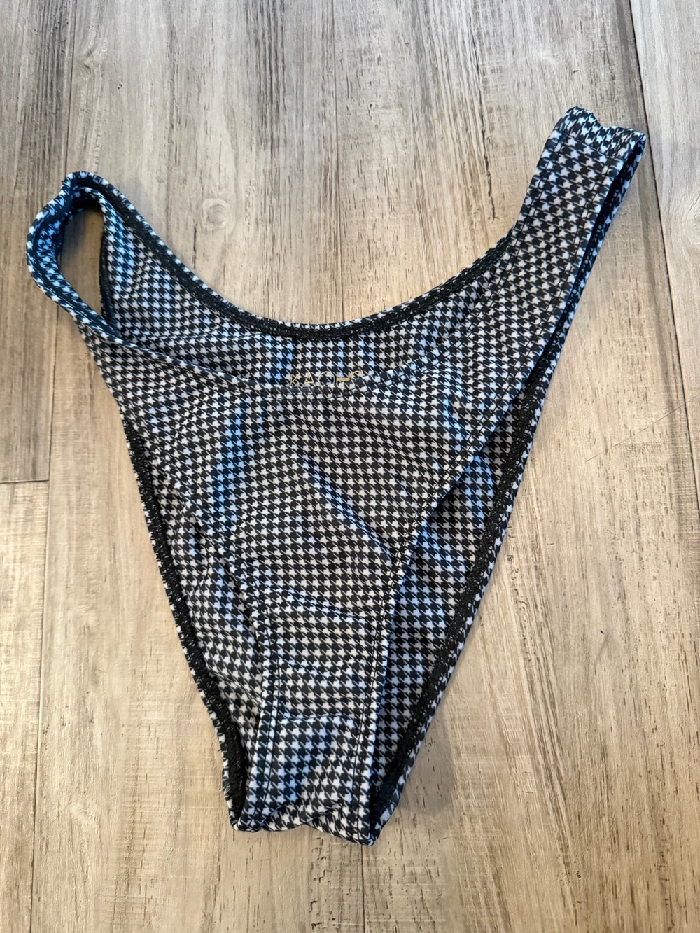 Kaohs Bikini Bottom Black White Houndstooth High Cut Cheeky Swim Bottom Size M